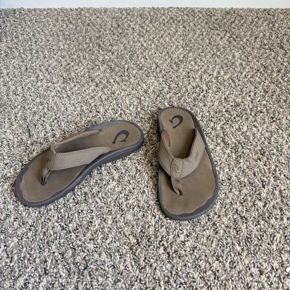 OluKai Ohana Flip Flops Men's-Dark Java/Ray Brown Sandals Size 8 New - Picture 3 of 6